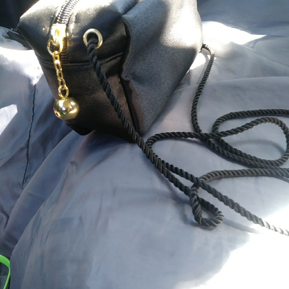 Black satin purse.